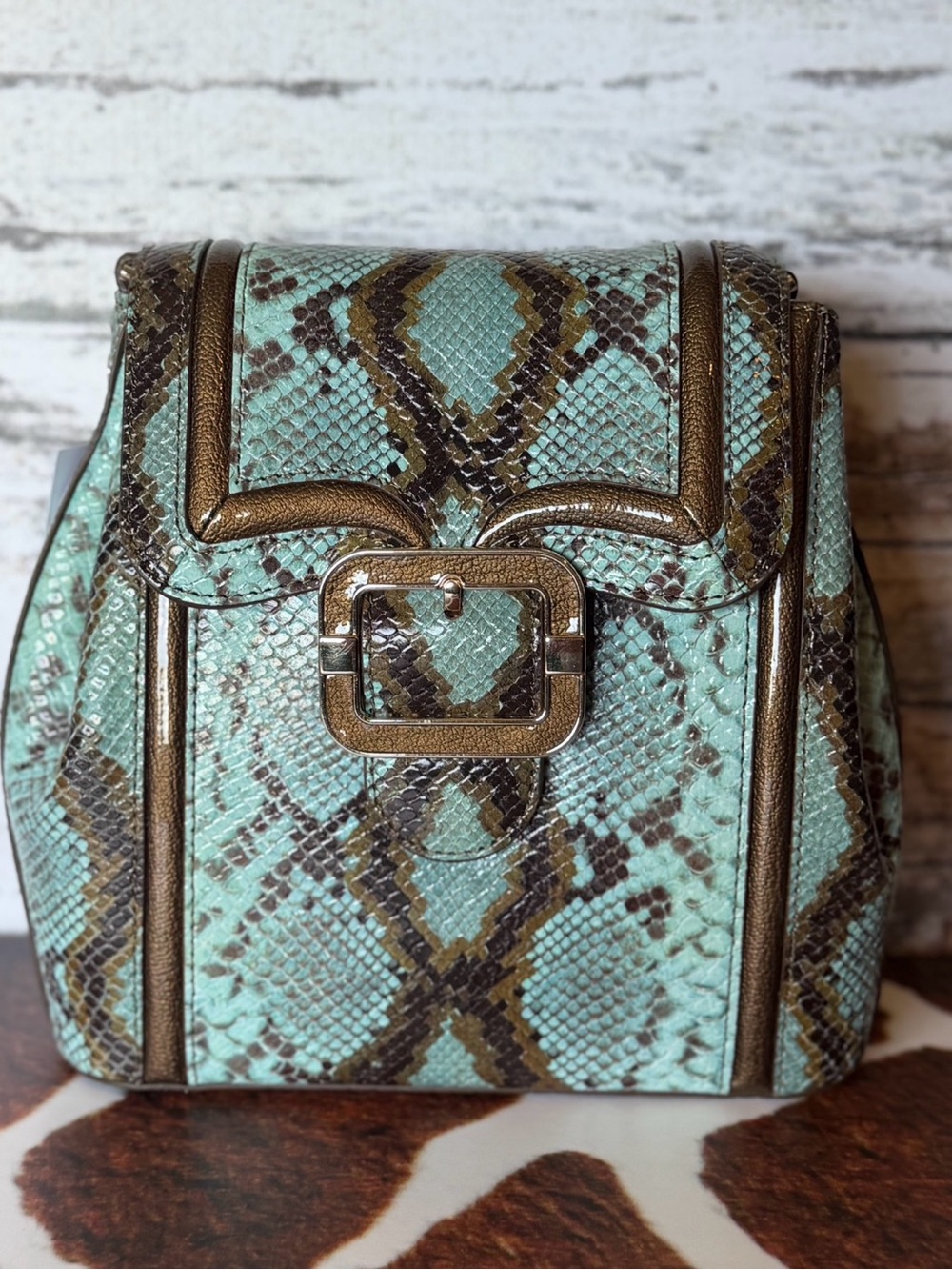 Brahmin Margo Turquoise Stone Tecoma Leather Crossbody --NWT snake western